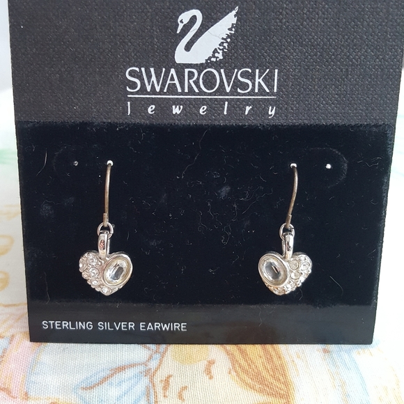 Silver Swarovski Heart Earrings - Picture 4 of 4
